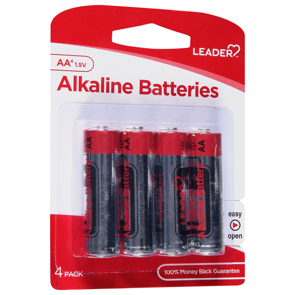 Image for Leader Batteries, Alkaline, AA, 1.5 Volt, 4 Pack, 4ea from Shane's Pharmacy