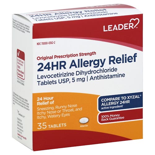 Image for Leader Allergy Relief, 24Hr, Original Prescription Strength, Tablets,35ea from Shane's Pharmacy