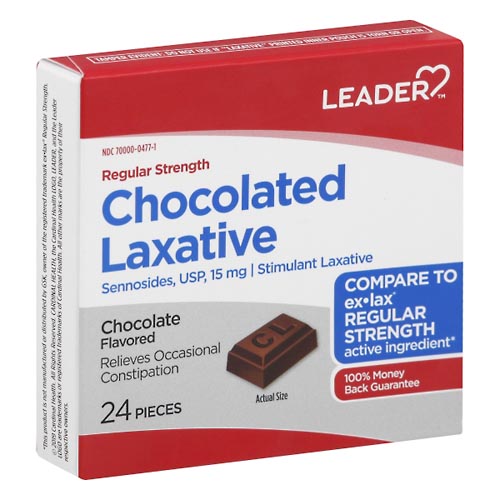 Image for Leader Chocolated Laxative, Regular Strength, 15 mg, Chocolate Flavored,24ea from Shane's Pharmacy