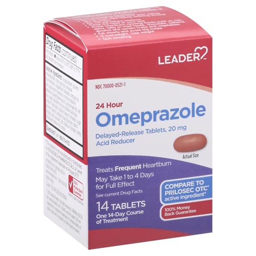 Image for Leader Omeprazole, 24 Hour, 20 mg, Delayed-Release Tablets,14ea from Shane's Pharmacy
