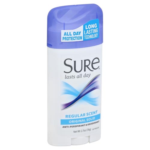 Image for Sure Anti-Perspirant & Deodorant, Original Solid, Regular Scent,2.7oz from Shane's Pharmacy