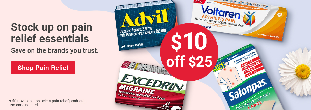 Save $10 Off of $25 Pain Relief